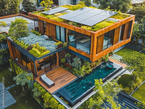 Solar Panel Roof and Garden with Green Roof and Drought-Tolerant Plants   © Kristian