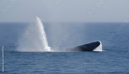 A Blue Whale Spouting Water From Its Blowhole Cre