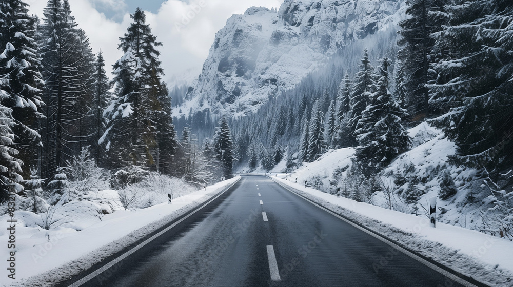 road in the mountains with snow road in the mountains with snow