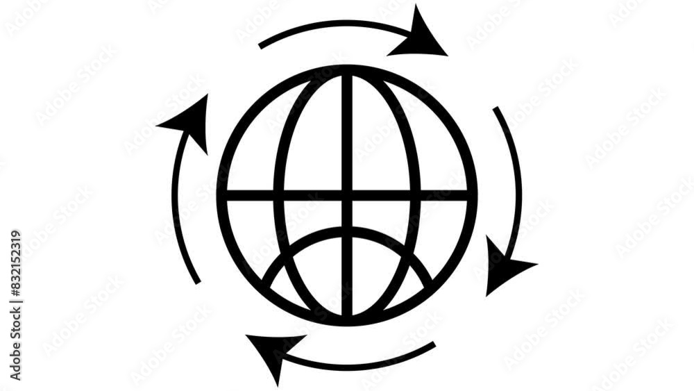 New globe icon animation neon sine on black background. New globe icon animation neon sine on black background.