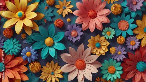 Wallpaper Mural  bunch of colorful flowers made of paper or felt. Torontodigital.ca