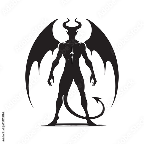 Brooding devil silhouette in a dimly lit alleyway - devil illustration