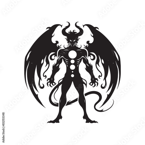 Dark devil silhouette emerging from shadows - minimallest devil vector