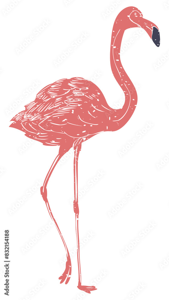 Obraz premium PNG flamingo printmaking transparent