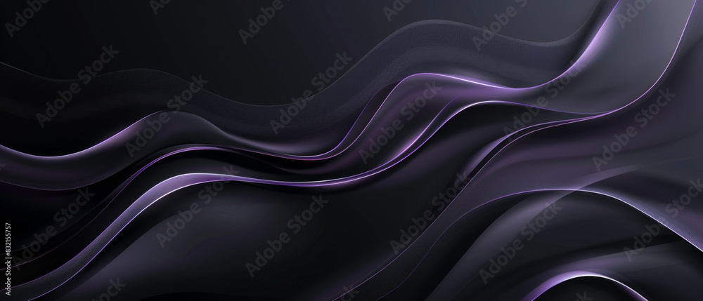 Fototapeta premium Elegant black backdrop with modern light purple lines for a visually appealing banner template.