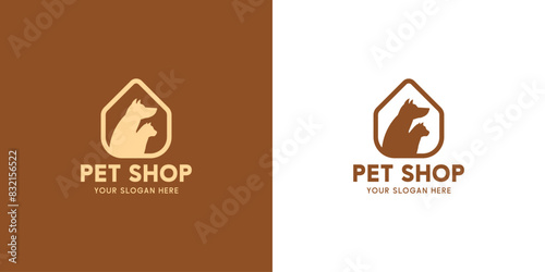 cartoon cat logo , pet shop , logo design vector.