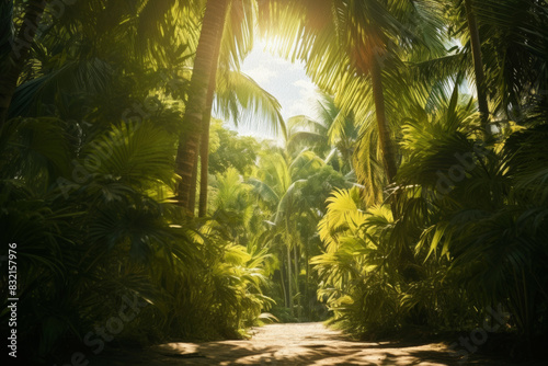 Camino entre las palmeras de la playa. photo