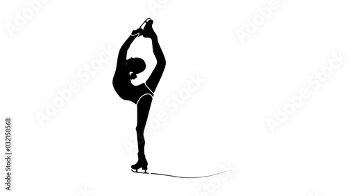 female figure skating, black isolated silhouette
