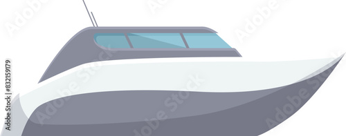 Vector graphic illustration of a sleek modern motor yacht isolated on a white background