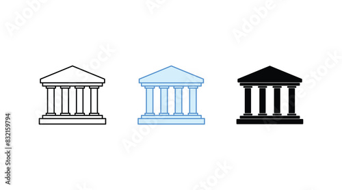 Bank icon set. bank vector icon, museum, university. Bank icon vector isolated on white background