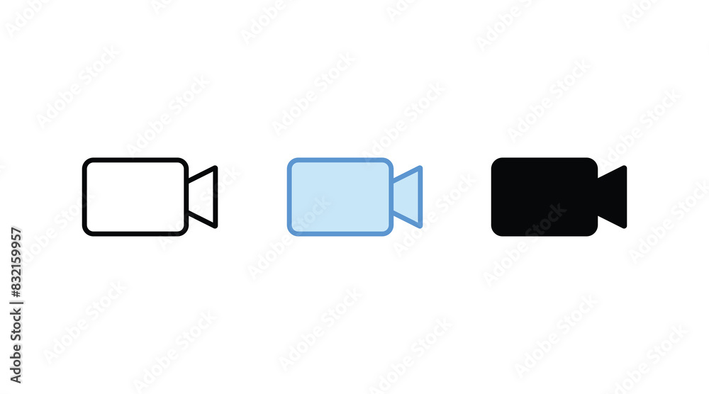 Video icon set. video camera icon vector. movie sign. cinema. Camera icons on white background Video icon set. video camera icon vector. movie sign. cinema. Camera icons on white background