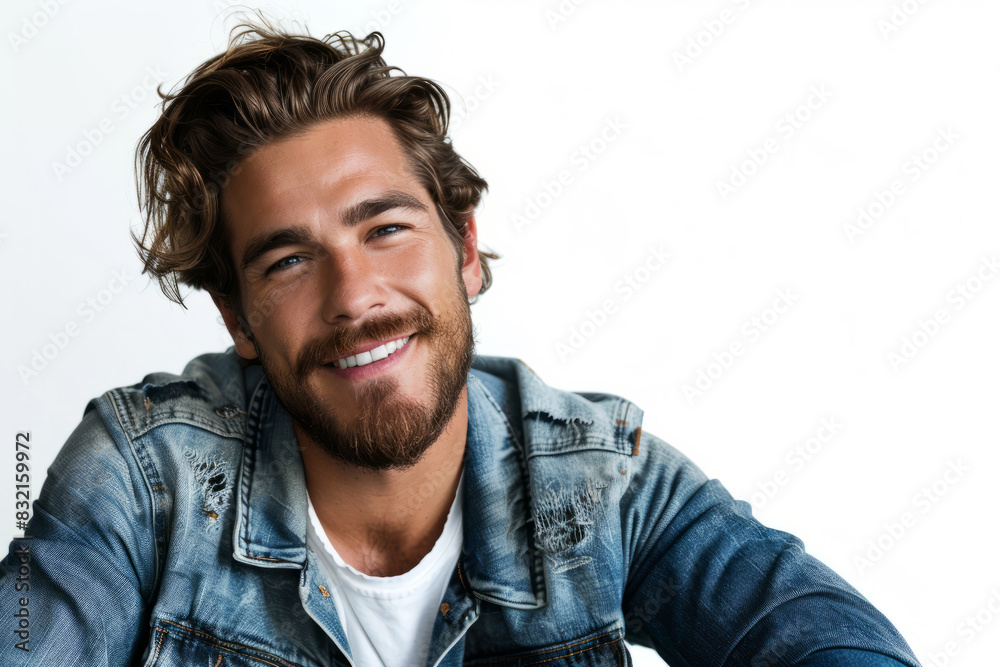 Portrait of a handsome man with a charming smile in denim Portrait of a handsome man with a charming smile in denim