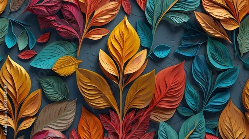 colorful background with a pattern of various flowers made of paper.