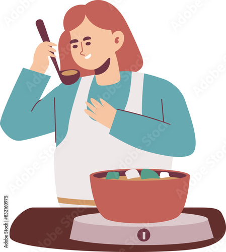 cooking flat style character illustration