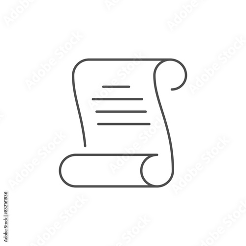 Paper scroll line outline icon