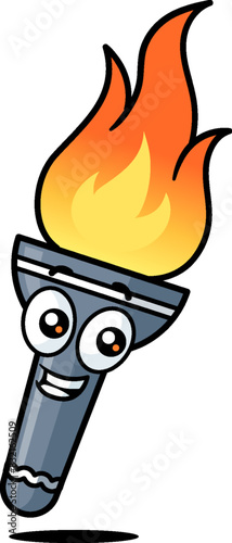 Olympics fire torch cartoon mascot vector illustration isolated on white © Zoran Milic