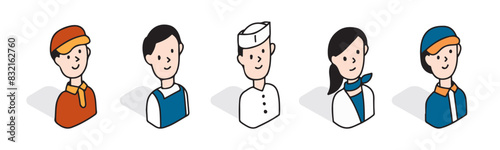 サービス業で働く人々のイラストアイコンセット