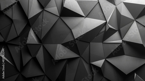 Abstract black geometric pattern  textured background with sharp triangles.
