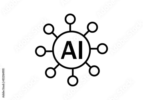 Icono negro de red de círculos con siglas de inteligencia artificial