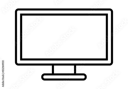 Icono negro de pantalla o monitor de pc