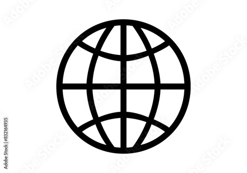 Icono negro de planeta e internet