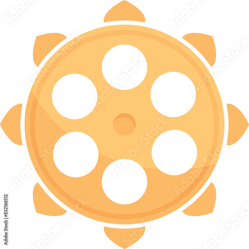 Bright and cheerful graphic of a film reel merged with a sun icon, perfect for creative projects