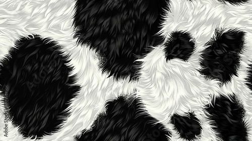 seamless pattern of panda skin, animal fur print texture,  black and white patches background, fluffy wallpaper .	