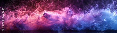 Abstract purple and blue smoke with dark background.