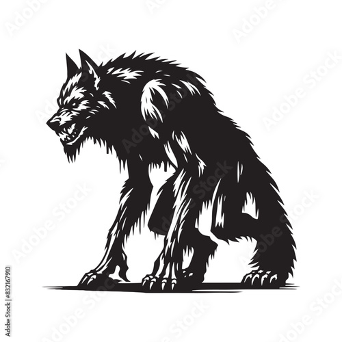 Elegant werewolf silhouette to add a mythical touch to your art - minimalist werewolf vector
