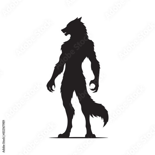 Striking werewolf silhouette for high-quality print and digital media - minimalist werewolf vector
