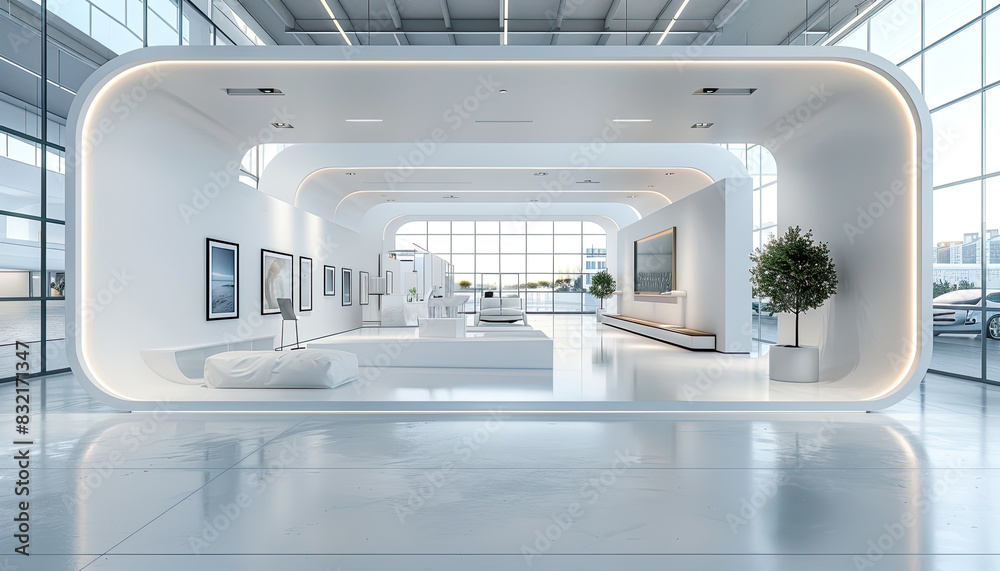 A large white room with a white wall and a white ceiling by AI generated image A large white room with a white wall and a white ceiling by AI generated image