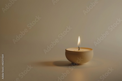 Playful clay animation featuring a candle  floating at the right of the scene  with a beige light and plain background  styled in a simple  flat-colored  cartoon-like design