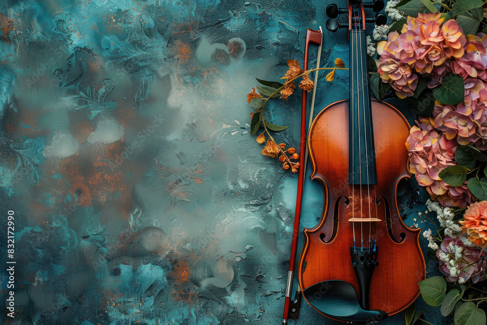 Artistic Violin and Floral Elegance, Celebrate the diversity of Music : La Fête de la Musique.