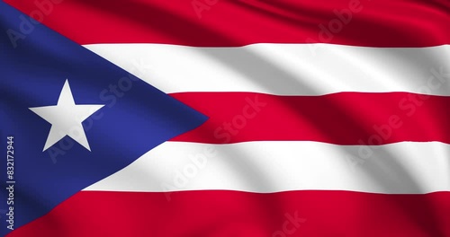 flag of Puerto Rico. Puerto Rico flag background. 4k 60FPS photo