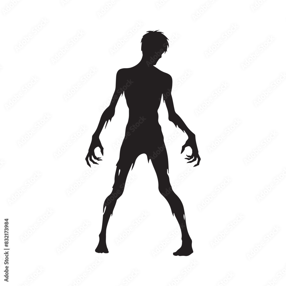 Grotesque Zombie Silhouette - Zombie Illustration
