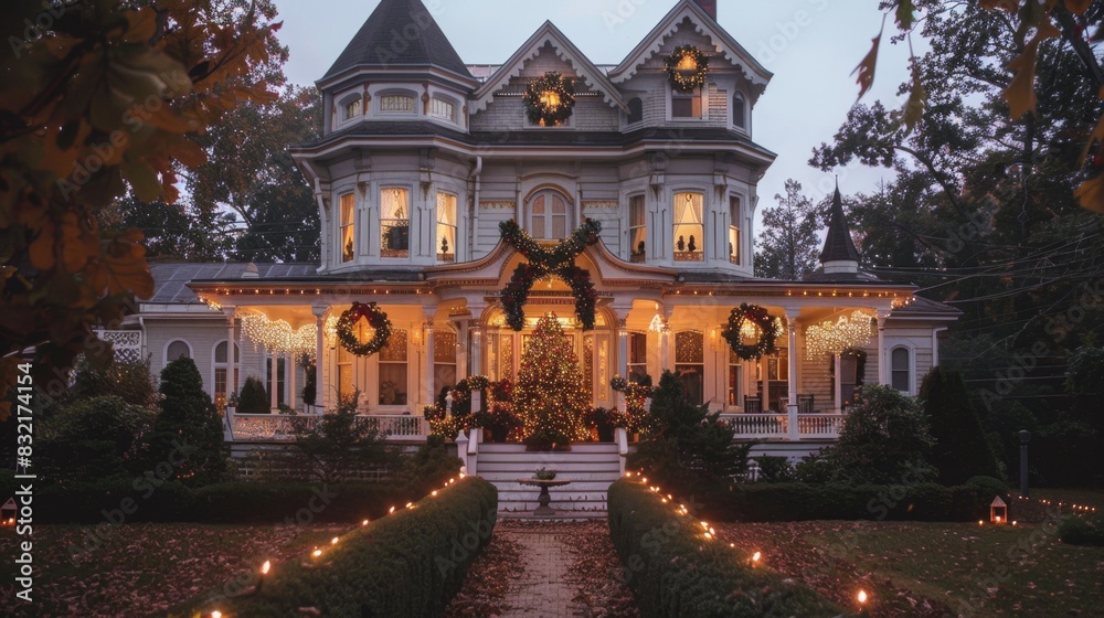 Classic Colonial with Red and Green Christmas Theme

