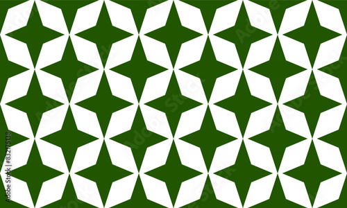 green seamless pattern, Abstract Seamless geometric pattern with green stars flower diamond block background. Vector illustration, repeat star pattern design for fabric printing, star patter