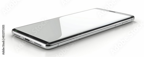 Sleek smartphone with edgetoedge display, isolated white background, high detail, cuttingedge technology