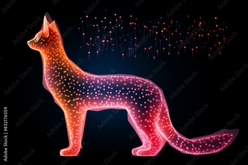 horoscope, signboard, poster. The cat is a hologram. Holographic ...