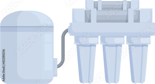 Flat vector illustration of a domestic water filter and cartridge unit