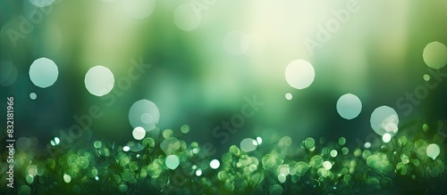 Green bokeh light background blur. Creative banner. Copyspace image