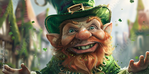 Character cheerful leprechaun illustration for st patrick s day
 photo