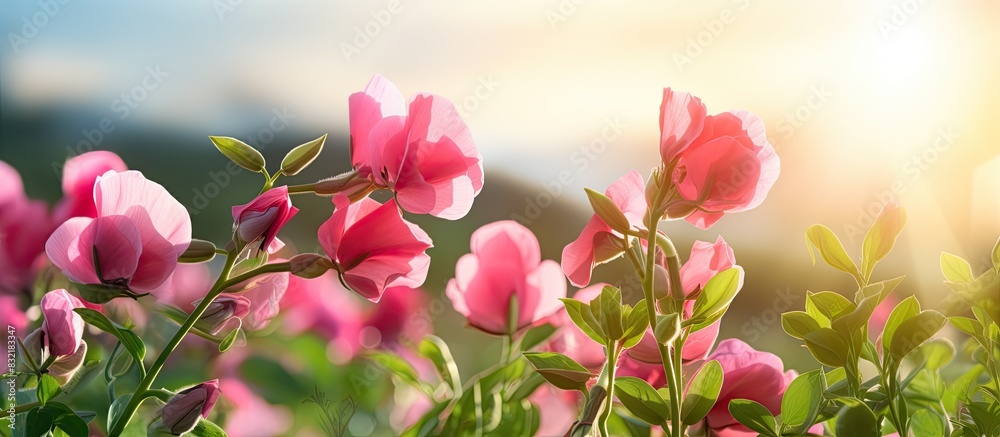 sweet pea flower on a warm summer day. Creative banner. Copyspace image sweet pea flower on a warm summer day. Creative banner. Copyspace image