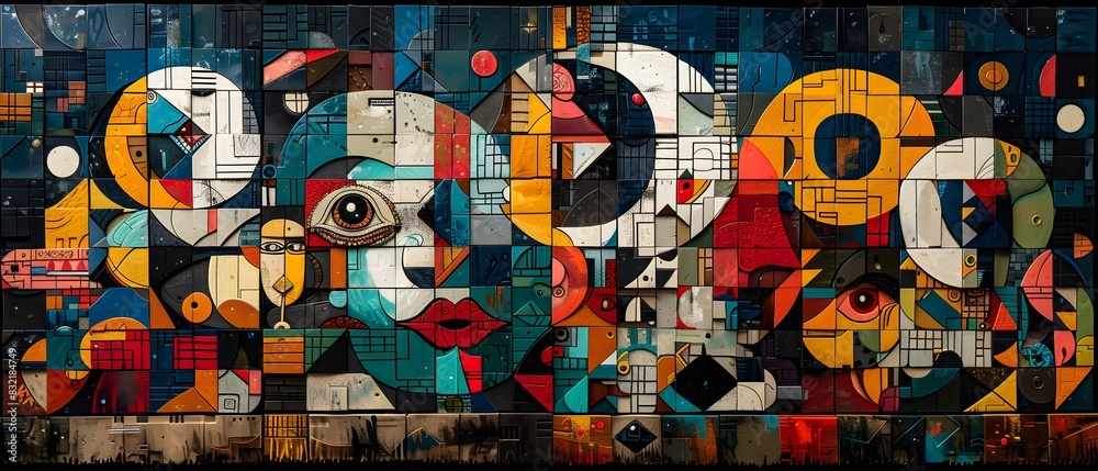 Naklejka premium Colorful Abstract Squares Art