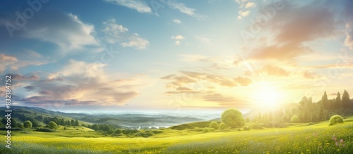 Light shines on the nature. Creative banner. Copyspace image