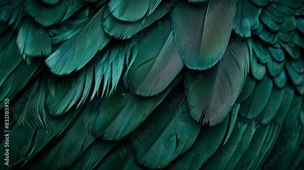 Close-up of vibrant dark green feathers creating intricate textures Close-up of vibrant dark green feathers creating intricate textures