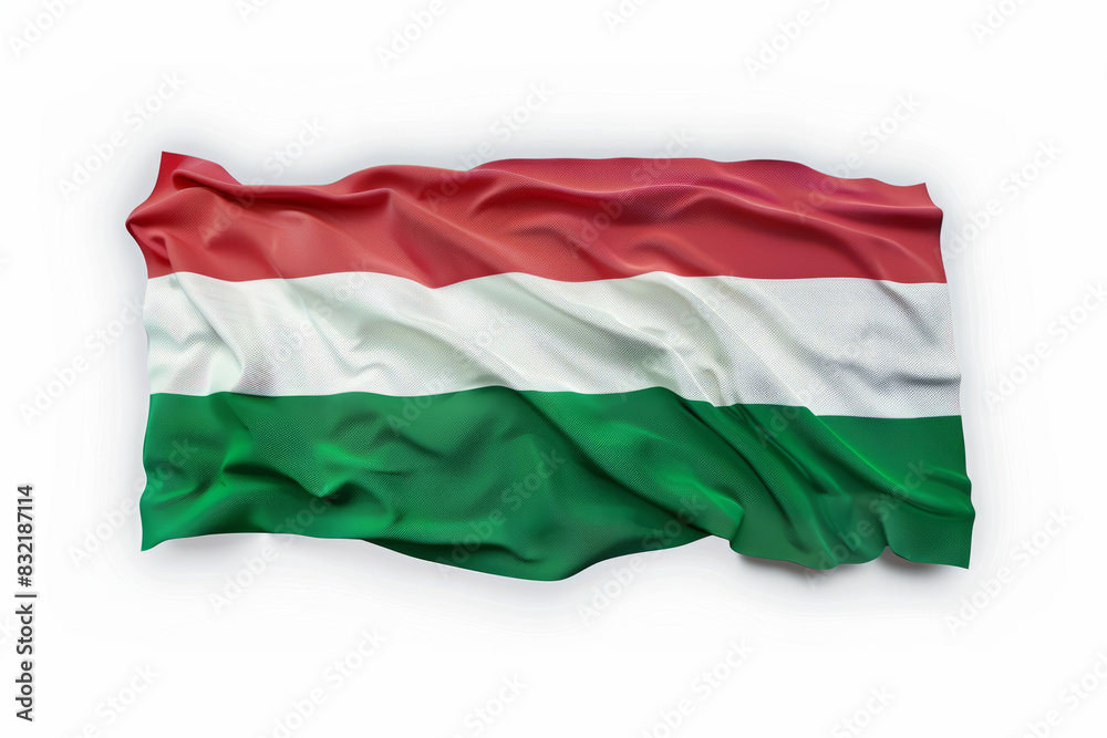 Waving Hungary flag isolated on white background