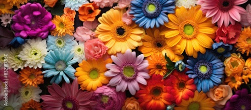 Colourful flowers in the world. Creative banner. Copyspace image
