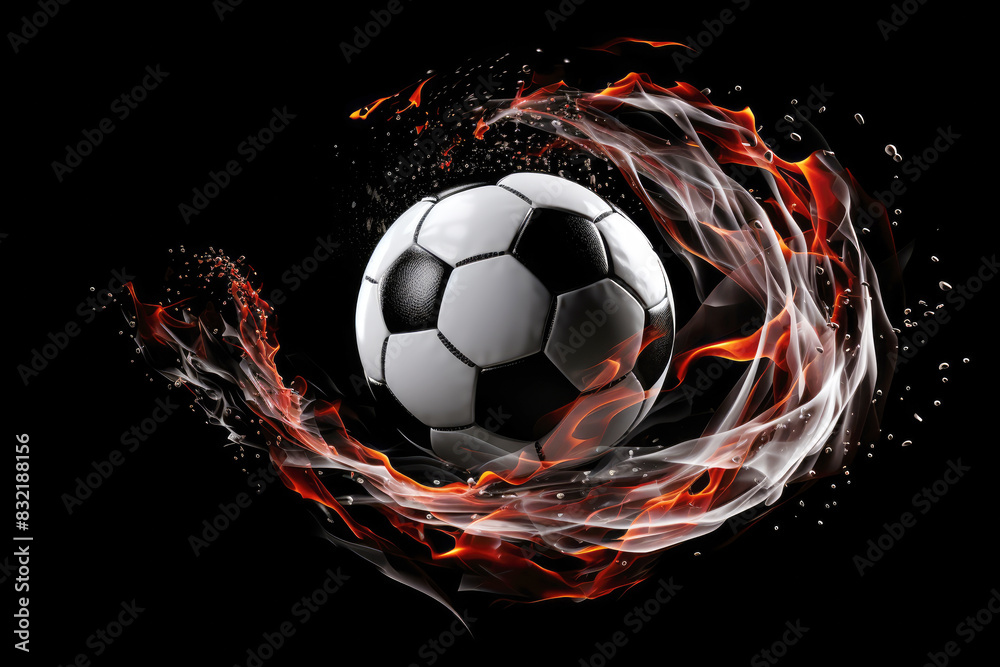 Naklejka premium generated illustration of soccer ball in goal.