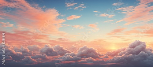 Sky with cloud at sunset. Creative banner. Copyspace image